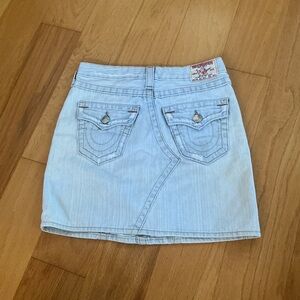 True Religion Joey Light Blue Denim Mini Skirt (Vintage, 2010s)